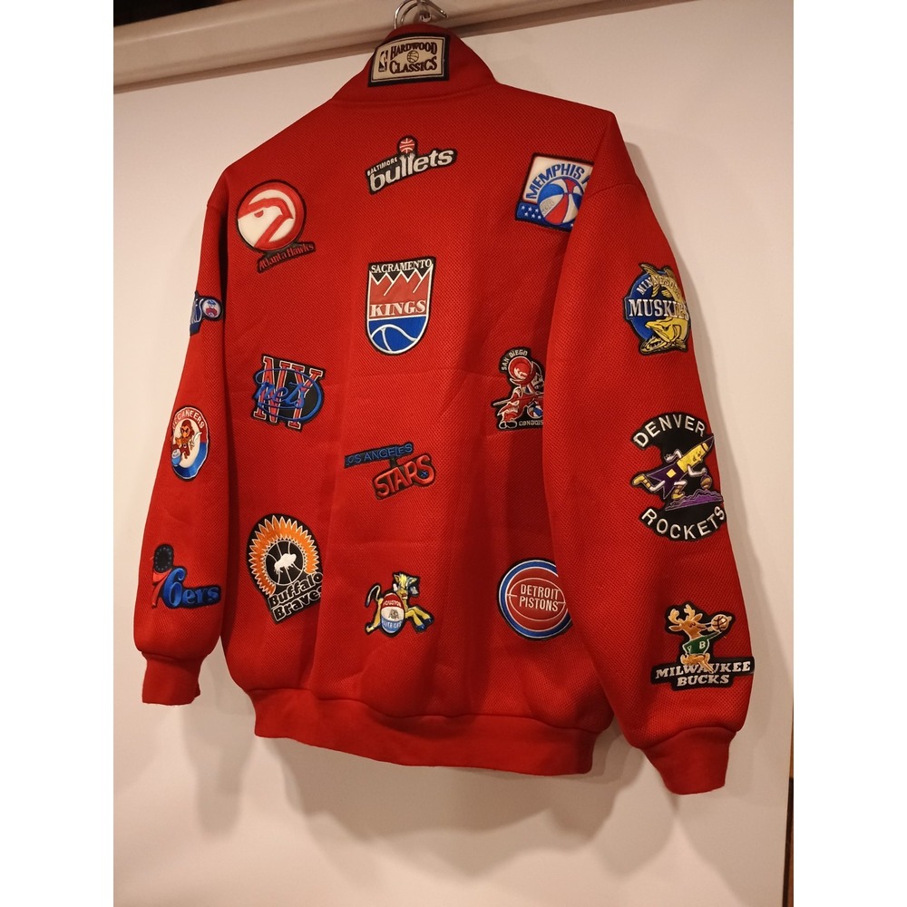 NBA Hardwood Classics Jeff Hamilton Polyester/Nylon Red Varsity Jacket Size 8-XL